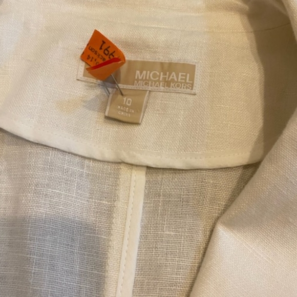 Michael Kors White Linen Blazer Jacket - Picture 2 of 4